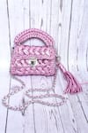 Shop_BIJIT_Pink Woven Metallic Mini Bag _at_Aza_Fashions