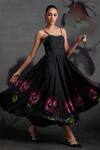 Buy_Verb By Pallavi Singhee_Black Organza Beads, Embroidery Sweetheart Neck Bodice Dress _at_Aza_Fashions