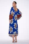 Shop_Verb by Pallavi Singhee_Blue Coton Voil Print Floral Square Neck Bloom Dress _at_Aza_Fashions