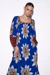 Verb by Pallavi Singhee_Blue Coton Voil Print Floral Square Neck Bloom Dress _Online_at_Aza_Fashions