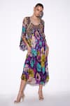 Buy_Verb By Pallavi Singhee_Purple Viscose, Chiffon Sequins, Embroidery Abstract Color Splash Print Dress _at_Aza_Fashions