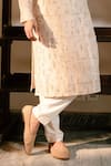 Ankita Lath_Beige Silk Printed Textured Jalsa Deatiled Embroidered Kurta _Online_at_Aza_Fashions