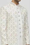 Shop_Aryavir Malhotra_White Silk Self Hand Work Mughal Floral Pattern Jacket With Sherwani Set _Online_at_Aza_Fashions