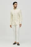 Buy_Aryavir Malhotra_Cream Silk Self Hand Work Geometric Jodhpuri And Polo Pant Set _Online_at_Aza_Fashions