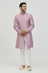 Buy_Aryavir Malhotra_Purple Silk Embroidered Floral Sherwani And Pant Set _at_Aza_Fashions