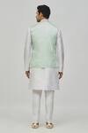Shop_Nayantara Couture_Blue Silk Embroidered Floral Geometric Nehru Jacket _at_Aza_Fashions