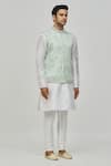 Buy_Nayantara Couture_Blue Silk Embroidered Floral Geometric Nehru Jacket _Online_at_Aza_Fashions