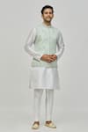 Shop_Nayantara Couture_Blue Silk Embroidered Floral Geometric Nehru Jacket _Online_at_Aza_Fashions