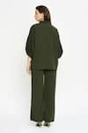 Shop_Emblaze_Green Viscose Plain Collar Puff Sleeve Shirt And Pant Co-ord Set _at_Aza_Fashions