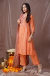 Buy_Amani_Peach Silk Printed Abstract Thread Embroidered Anarkali Pant Set  _Online_at_Aza_Fashions