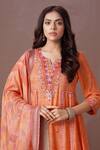 Shop_Amani_Peach Silk Printed Abstract Thread Embroidered Anarkali Pant Set  _Online_at_Aza_Fashions