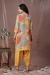 Shop_Amani_Multi Color Muslin Silk Printed Abstract Asymmetric Kurta And Salwar Set  _at_Aza_Fashions