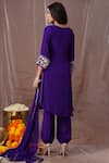 Shop_Amani_Purple Crepe Embellished Sequin V Neck Placement Kurta Set  _at_Aza_Fashions