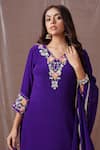 Shop_Amani_Purple Crepe Embellished Sequin V Neck Placement Kurta Set  _Online_at_Aza_Fashions