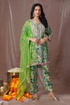 Buy_Amani_Green Muslin Silk Printed And Embroidered Floral Kurta Pant Set  _at_Aza_Fashions