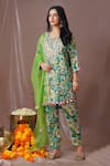 Buy_Amani_Green Muslin Silk Printed And Embroidered Floral Kurta Pant Set  _Online_at_Aza_Fashions