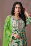 Amani_Green Muslin Silk Printed And Embroidered Floral Kurta Pant Set  _at_Aza_Fashions