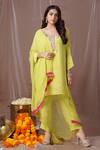 Buy_Amani_Green Kurta And Pant Crepe Hand Embroidered Sequin Kurta Floral Set  _at_Aza_Fashions