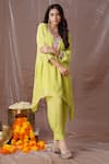 Amani_Green Kurta And Pant Crepe Hand Embroidered Sequin Kurta Floral Set  _Online_at_Aza_Fashions