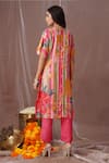 Shop_Amani_Pink Muslin Silk Printed And Embroidered Floral Stripe V & Kaftan With Pant _at_Aza_Fashions