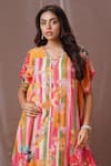 Amani_Pink Muslin Silk Printed And Embroidered Floral & Kaftan With Pant  _Online_at_Aza_Fashions