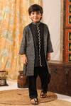Buy_Cute Couture_Black Cotton, Silk, Rayon Gota Patti, Embroidery Hand Kurta And Churidar Set _at_Aza_Fashions