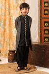Cute Couture_Black Cotton, Silk, Rayon Gota Patti, Embroidery Hand Kurta And Churidar Set _Online_at_Aza_Fashions