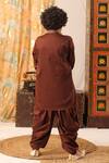 Shop_Cute Couture_Brown Cotton, Silk Embroidery, Mirrors Placket Kurta Set _at_Aza_Fashions