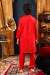Shop_Cute Couture_Red Cotton, Silk Sequins Placket Embroidered Kurta And Churidar Set _at_Aza_Fashions