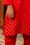 Cute Couture_Red Cotton, Silk Sequins Placket Embroidered Kurta And Churidar Set _at_Aza_Fashions