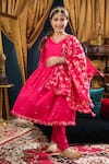 CUTE COUTURE_Pink Italian Cotton Embroidered Gota Neck Anarkali Set _at_Aza_Fashions