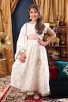 Buy_Cute Couture_White Cotton, Muslin, Silk Embroidery Woven Pattern Top Lehenga Set _at_Aza_Fashions