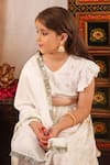 Cute Couture_White Cotton, Muslin, Silk Embroidery Woven Pattern Top Lehenga Set _Online_at_Aza_Fashions