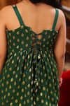 Shop_Cute Couture_Green Muslin, Silk Embroidery Banarasi Print Top And Dhoti Skirt Set _Online_at_Aza_Fashions