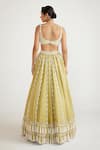 Shop_Vvani By Vani Vats_Green Georgette, Organza Pearls, Beads Chandelier Drop Bridal Lehenga Set _at_Aza_Fashions