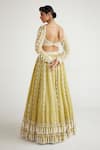 Shop_Vvani By Vani Vats_Green Georgette, Organza Pearls, Chandelier Drop Embellished Bridal Lehenga Set _at_Aza_Fashions