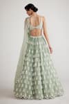Shop_Vvani By Vani Vats_Green Georgette, Organza Geometric Chandelier Embellished Bridal Lehenga Set _at_Aza_Fashions