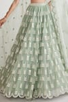 Buy_Vvani By Vani Vats_Green Georgette, Organza Geometric Chandelier Embellished Bridal Lehenga Set _Online_at_Aza_Fashions