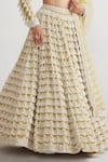 Buy_Vvani By Vani Vats_Green Georgette, Net Pearls Scalloped Chandelier Embellished Bridal Lehenga Set _Online_at_Aza_Fashions