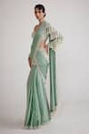 Buy_Vvani by Vani Vats_Green Blouse - Georgette Hand Embroidered Pre-draped Saree With  _Online_at_Aza_Fashions