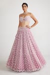 Buy_Vvani By Vani Vats_Pink Georgette, Net Pearls Sweetheart Chandelier Tassel Work Bridal Lehenga Set _Online_at_Aza_Fashions