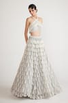 Buy_Vvani by Vani Vats_Grey Crop Top - Georgette Embellished Chandelier Pearl Skirt And Set  _at_Aza_Fashions