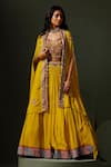 Buy_Two Sisters By Gyans_Yellow Georgette Embroidery Nimbu Mirchi Embellished Lehenga Set _at_Aza_Fashions