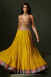 Buy_Two Sisters By Gyans_Yellow Georgette Embroidery Nimbu Mirchi Embellished Lehenga Set _Online_at_Aza_Fashions