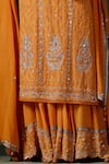 Buy_Two Sisters By Gyans_Orange Georgette Embroidery Zari V Mirror Kurta Sharara Set _Online_at_Aza_Fashions