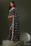 Buy_Two Sisters By Gyans_Black Sequins Wave Embellished Saree With Unstitched Blouse Piece _Online_at_Aza_Fashions