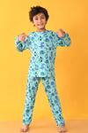 Buy_Anthrilo_Aqua Cotton Space Dinosaur Print T-shirt And Pyjama Set _at_Aza_Fashions