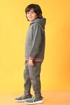 Anthrilo_Grey Cotton Rich Warm Fleece Solid V Neck Hoodie And Jogger Pant Set _Online_at_Aza_Fashions