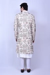 Shop_Aryavir Malhotra_Cream Art Silk Embroidered Botanic Sherwani With Kurta Set_at_Aza_Fashions