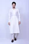 Buy_Aryavir Malhotra_Cream Art Silk Embroidered Botanic Sherwani With Kurta Set_Online_at_Aza_Fashions